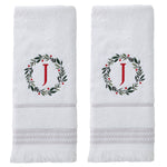 Wreath Monogram “J" 2-Piece Hand Towel Set, White