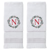 Wreath Monogram “N" 2-Piece Hand Towel Set, White