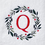 Wreath Monogram “Q" 2-Piece Hand Towel Set, White