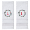 Wreath Monogram “U" 2-Piece Hand Towel Set, White