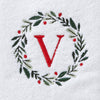 Wreath Monogram “V" 2-Piece Hand Towel Set, White