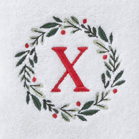 Wreath Monogram “X" 2-Piece Hand Towel Set, White
