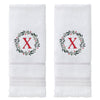 Wreath Monogram “X" 2-Piece Hand Towel Set, White