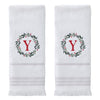 Wreath Monogram “Y" 2-Piece Hand Towel Set, White