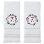 Wreath Monogram “Z" 2-Piece Hand Towel Set, White