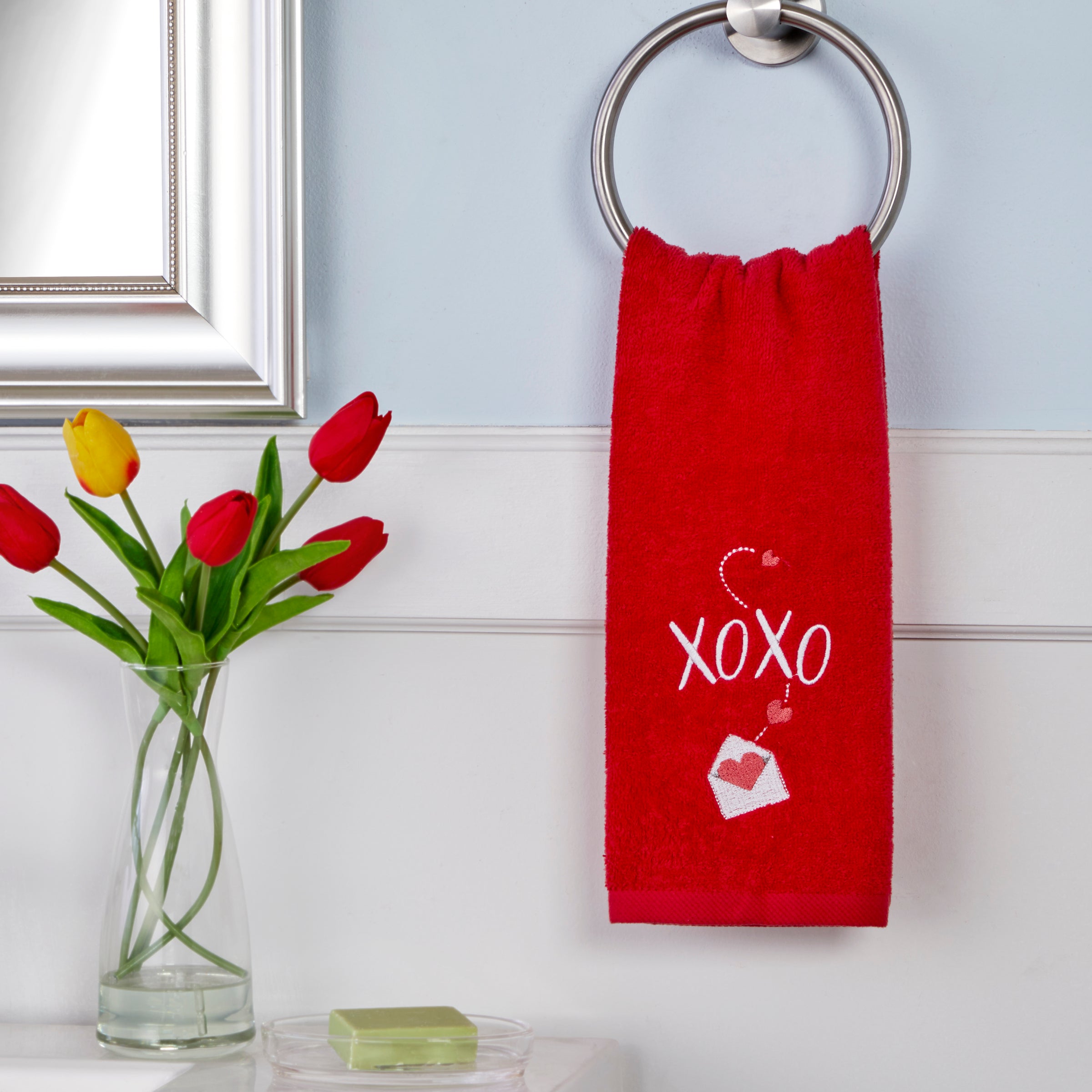 XOXO 2-Piece Hand Towel Set, Red