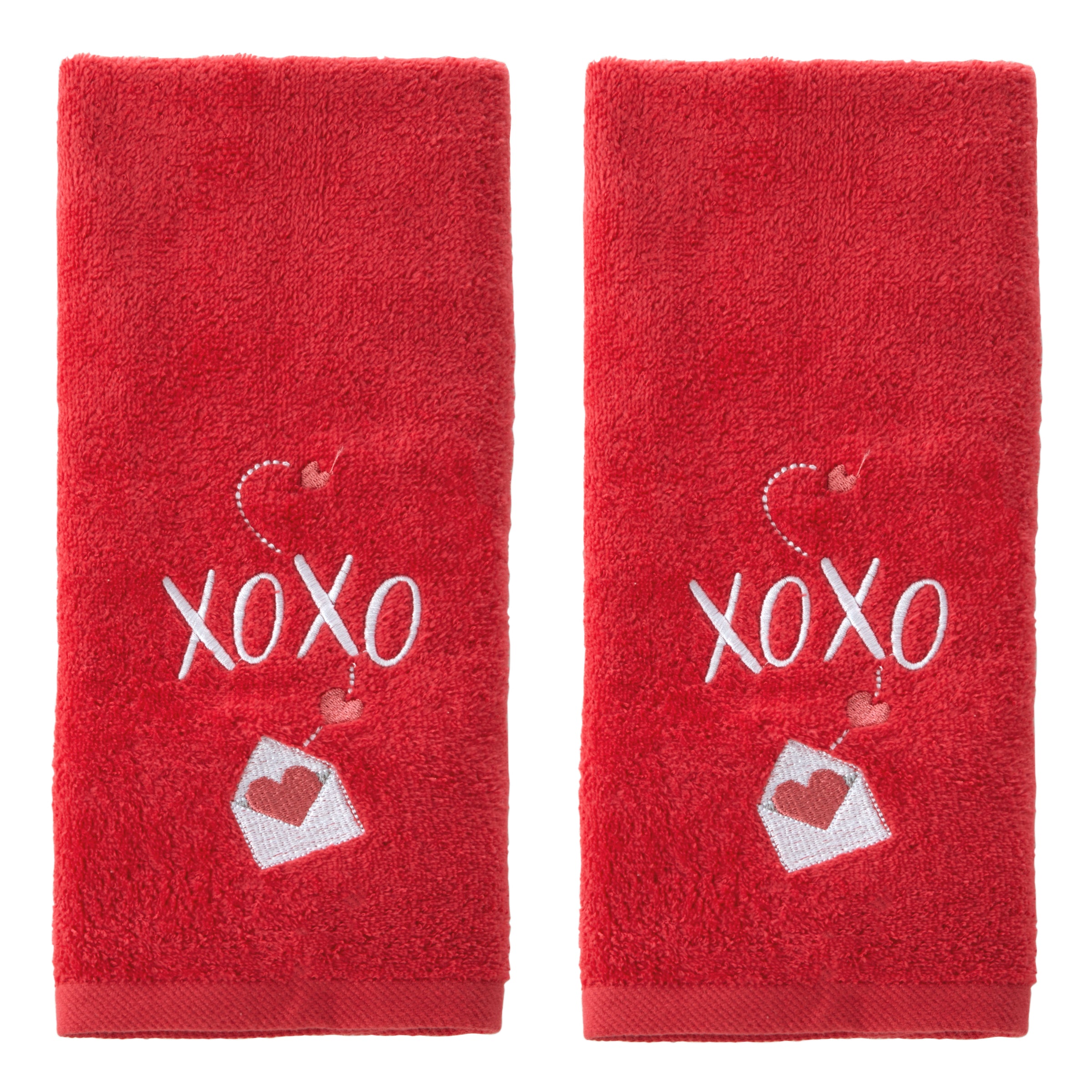 XOXO 2-Piece Hand Towel Set, Red