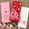 XOXO Jacquard 2-Piece Hand Towel Set, Red/Pink