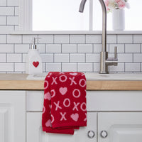 XOXO Jacquard 2-Piece Hand Towel Set, Red/Pink
