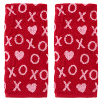 XOXO Jacquard 2-Piece Hand Towel Set, Red/Pink