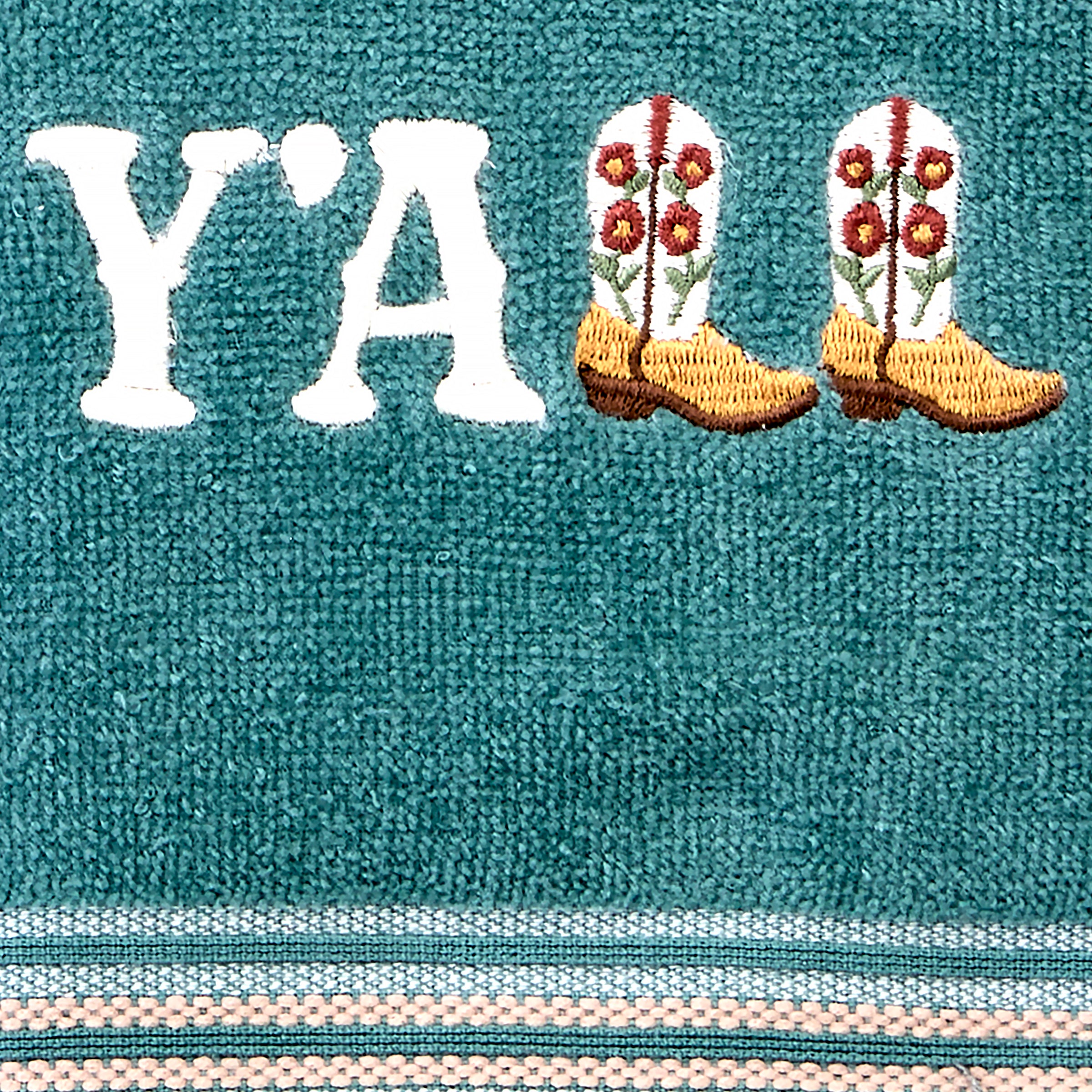 Y'all 2-Piece Hand Towel Set, Teal/Multi