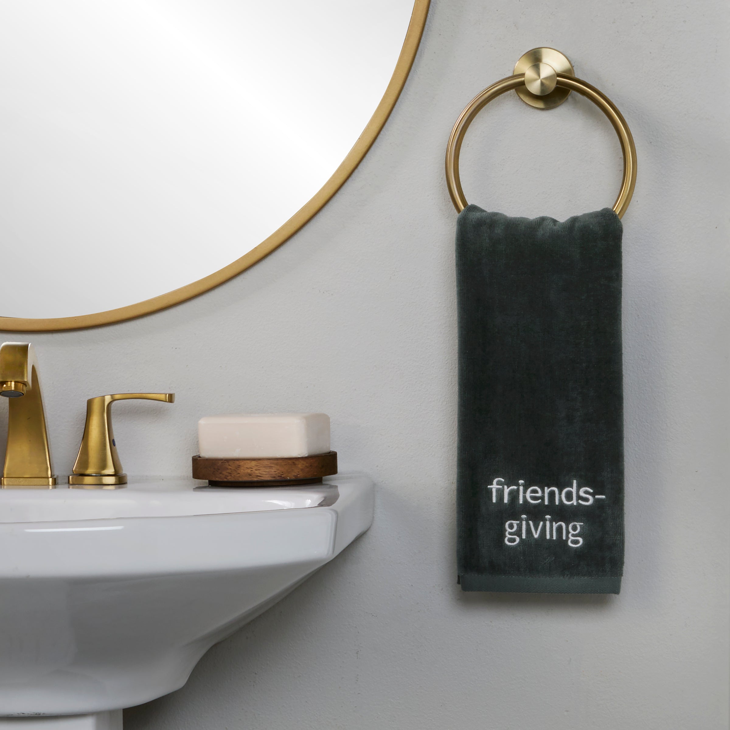 Friendsgiving 2-Piece Hand Towel Set, Green