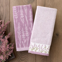 Lavender Silhouette 2-Piece Hand Towel Set, Purple