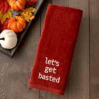Let's Get Basted 2-Piece Hand Towel Set, Spice