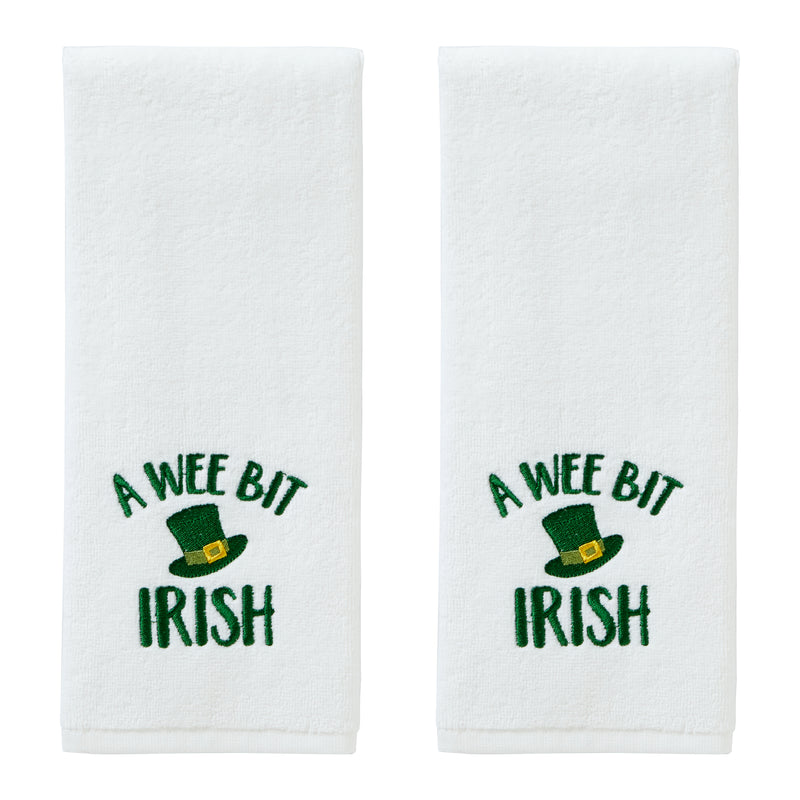 A Wee Bit Irish 2-Piece Hand Towel Set, White