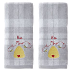 Bee Mine Beehive 2-Piece Hand Towel Set, Gray/Multi
