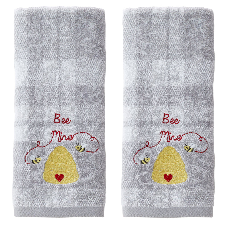 Bee Mine Beehive 2-Piece Hand Towel Set, Gray/Multi