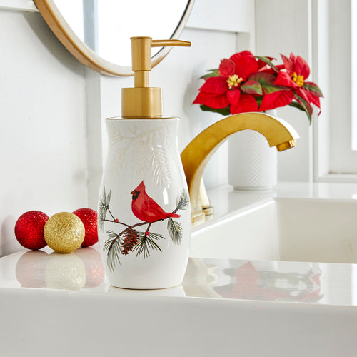 Berry Cardinal Lotion/Soap Dispenser, Off White, Lifestyle