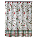 Berry Cardinal Shower Curtain & Hook Set, White Multi