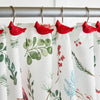 Berry Cardinal Shower Curtain & Hook Set, White Multi, detail of shower curtain and shower curtain hooks