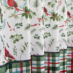 Berry Cardinal Shower Curtain & Hook Set, White Multi, detail of shower curtain