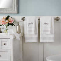 Casual Mine & Yours 2-Piece Cotton Hand Towel Set, White
