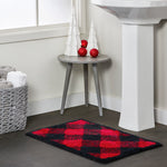 Buffalo Checked Rug, Red/Black, Lifestyle, displayed in bathroom