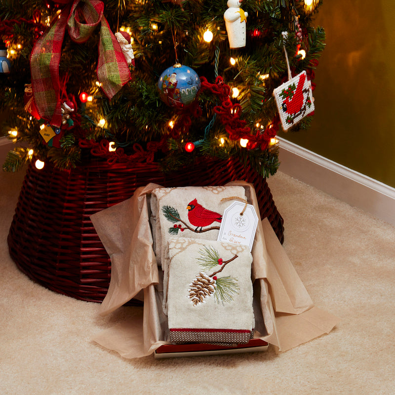 Cardinal & Branch Hand Towel, Wheat, displayed as gift