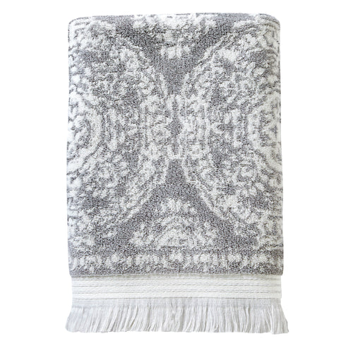 Carrick Medallion Turkish Cotton Bath Towel, Gray