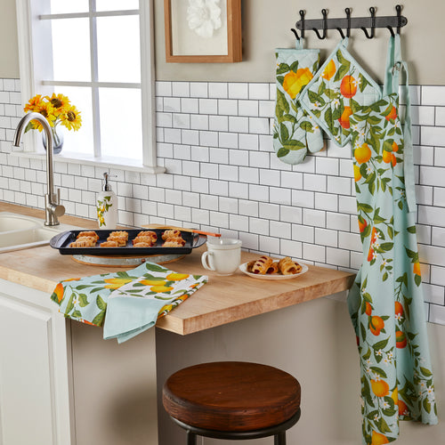 Vern Yip by SKL Home Citrus Grove Oven Mitt & Pot Holder Set, Aqua/Multi