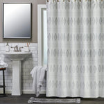 Clipped Geo Diamonds Fabric Shower Curtain, Dove Gray