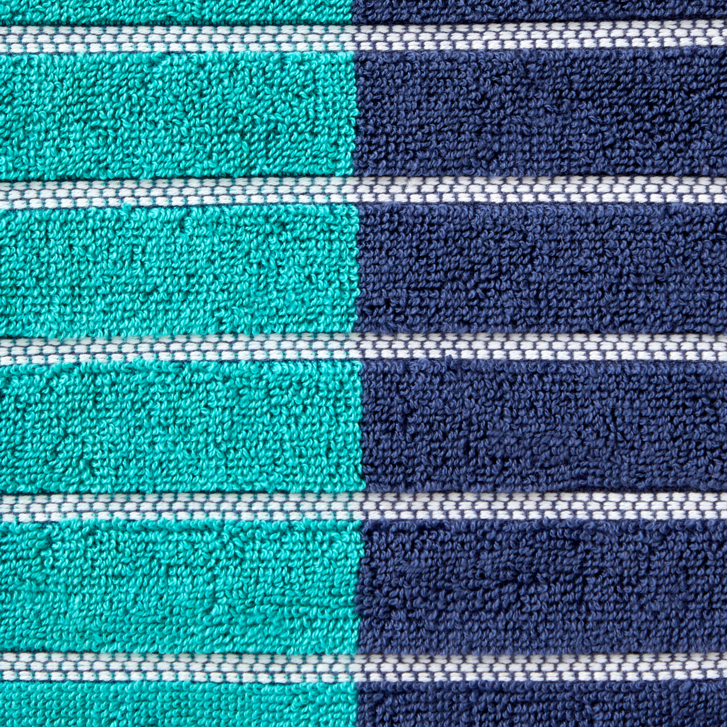 Colorblock Stripes Bath Towel, Teal/Blue