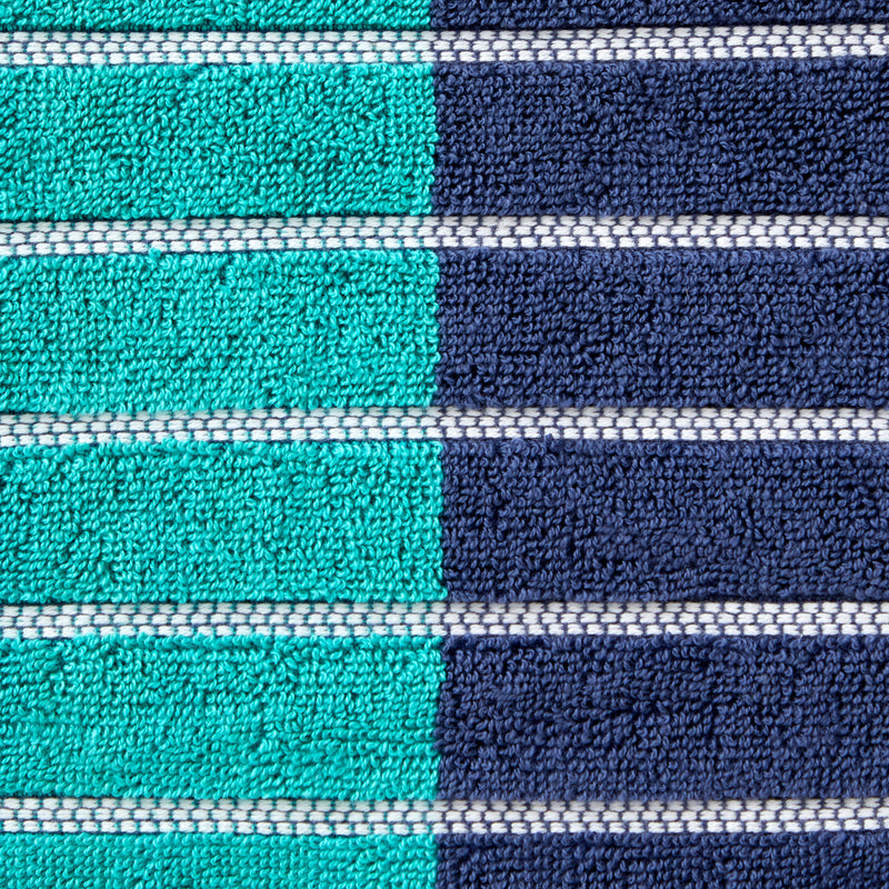 Colorblock Stripes Bath Towel, Teal/Blue