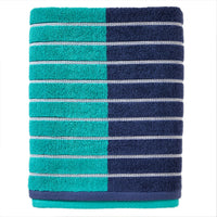 Colorblock Stripes Bath Towel, Teal/Blue