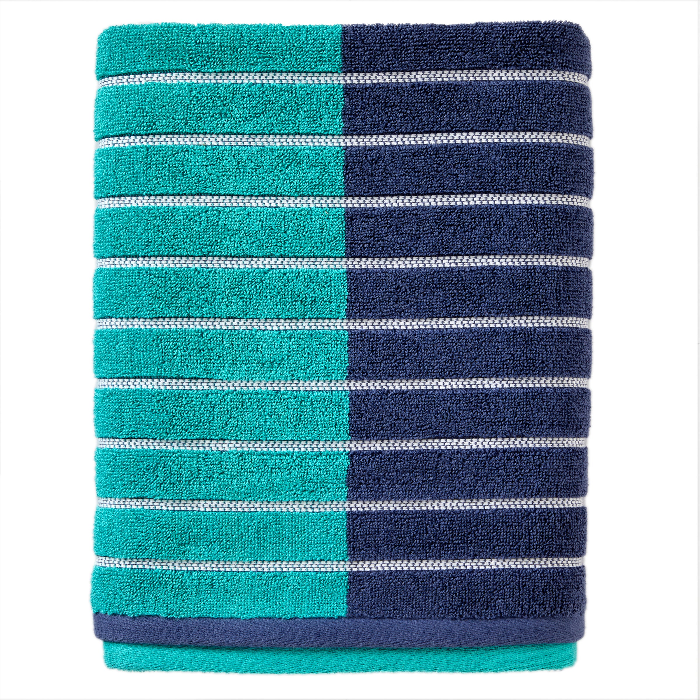 Colorblock Stripes Bath Towel, Teal/Blue