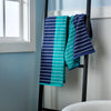 Colorblock Stripes 2-Piece Hand Towel Set, Teal/Blue
