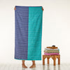 Colorblock Stripes Bath Towel, Teal/Blue