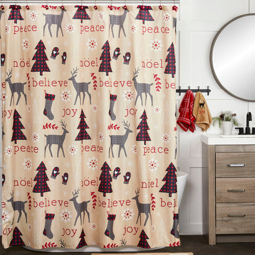 Cozy Home Shower Curtain & Hook Set, Tan, Lifestyle