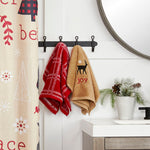 Cozy Home 2-Piece Hand Towel Set, Wheat/Red, Lifestyle, displayed on hooks front view