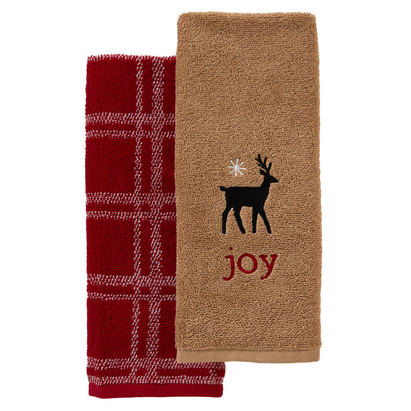 Cozy Home 2-Piece Hand Towel Set, Wheat/Red