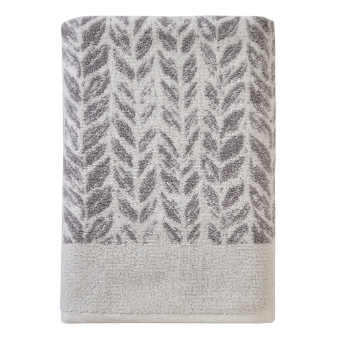 Distressed Leaves Bath Towel, Gray