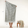 Distressed Leaves Bath Towel, Sage, size info