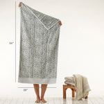 Distressed Leaves Bath Towel, Sage, size info