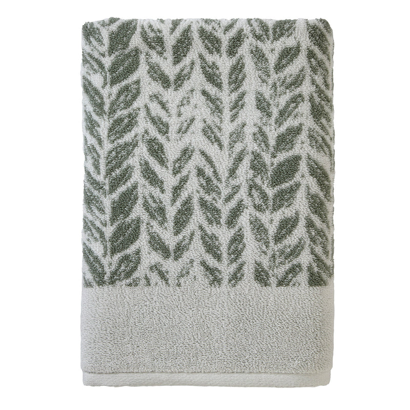 Distressed Leaves Bath Towel, Sage