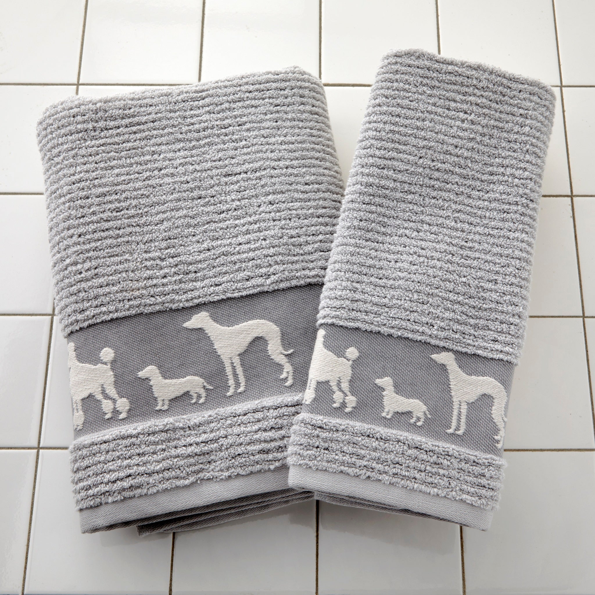 Vern Yip by SKL Home Dog Daze 2-Piece Hand Towel Set, Gray