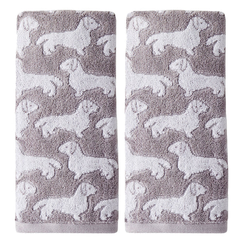 Dog 2-Piece Hand Towel Set, Gray