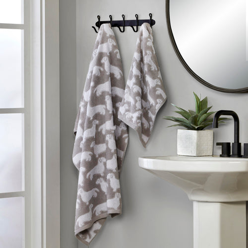 Dog Towels Gray, lifestyle, hanging from hooks