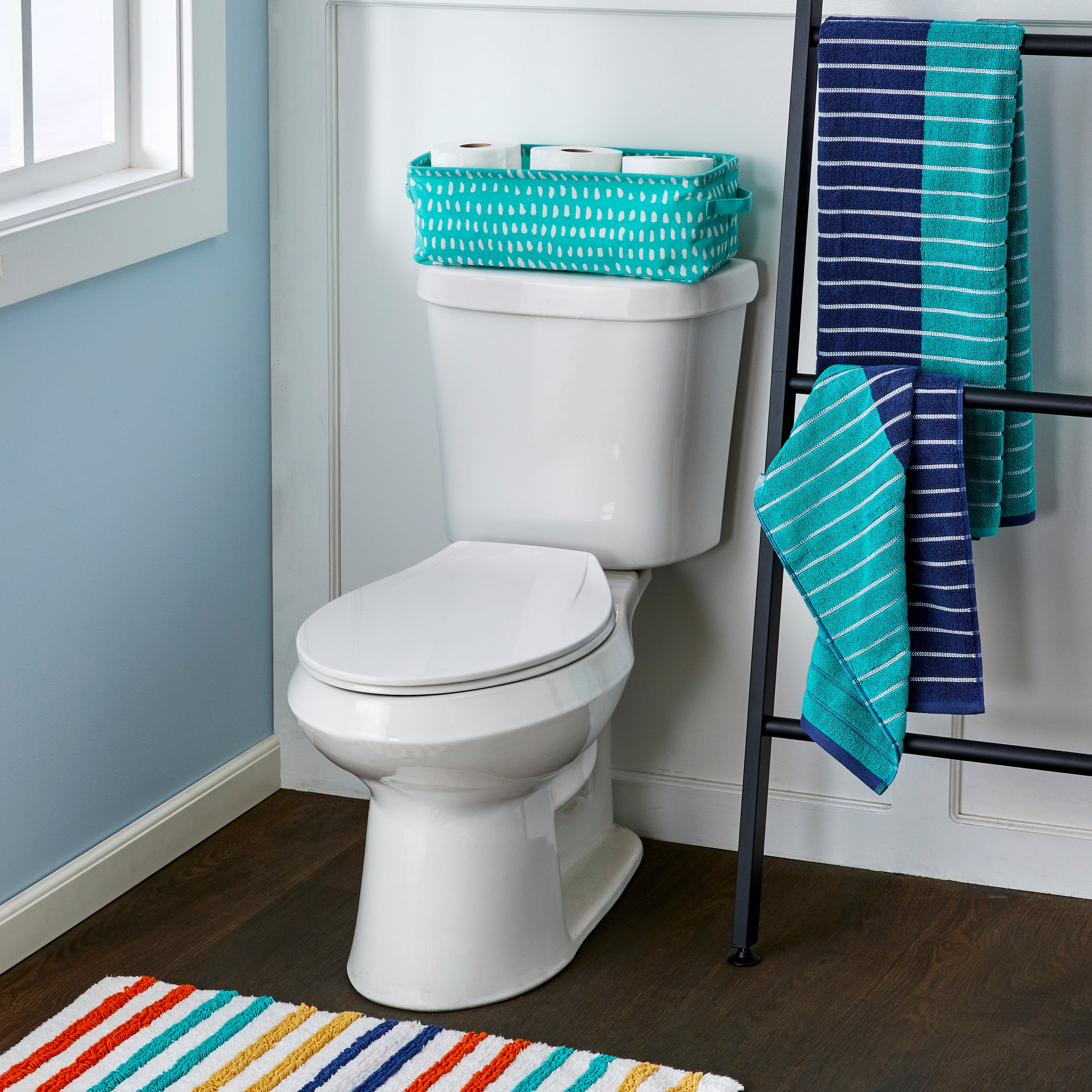 Dotty Waves Collapsible Storage Bin, Aqua