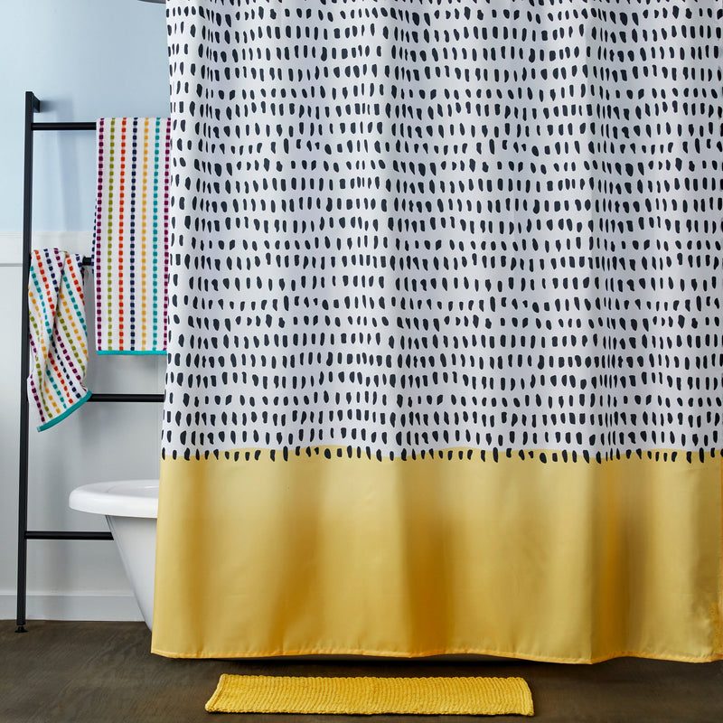 Dotty Waves Fabric Shower Curtain, Multi