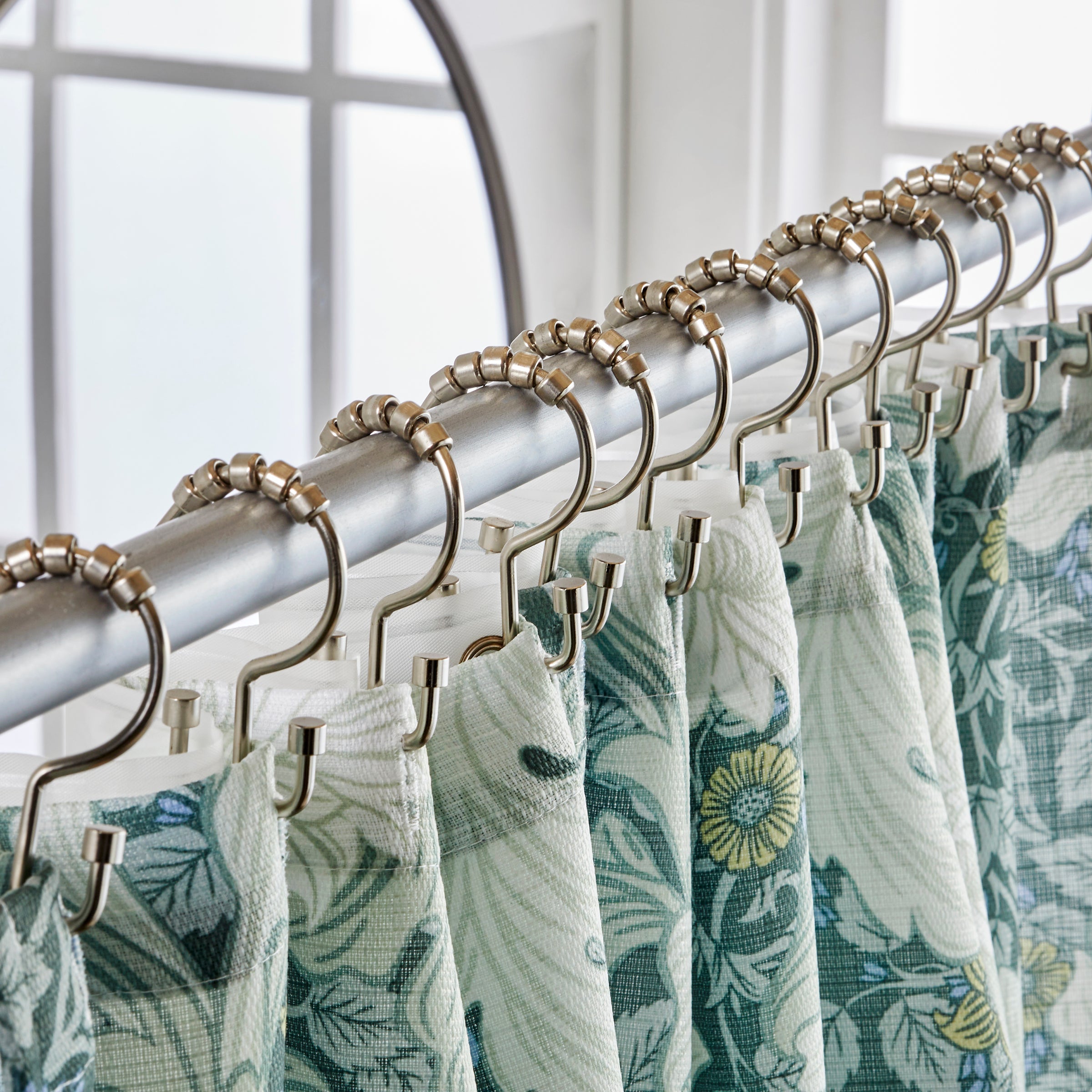 Double Hang Shower Curtain Hooks, Chrome